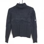  Descente Golf ta-toru шея свитер чёрный часть ворсистый шерсть . вязаный средний рисовое поле Британия . женский S Golf одежда DESCENTE