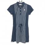 [ очень красивый товар ] Anne Pas . короткий рукав Polo One-piece темно-синий × белый часть полоса талия регулировка шнур женский M Golf одежда and per se