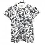 【超美品】ジャックバニー 半袖ポロシャツ 白×ネイビー スケボー総柄 ジュニア・キッズ 150 ゴルフウェア Jack Bunny