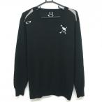  Oacley свитер чёрный × серый Logo .... шерсть . вязаный мужской XL Golf одежда Oakley