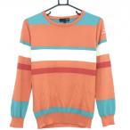 [ прекрасный товар ]23 район спорт свитер orange × голубой зеленый × белый часть окантовка вязаный шерсть . тонкий женский II(L) Golf одежда 23 район 