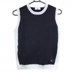 [ прекрасный товар ] Munsingwear одежда вязаный лучший чёрный × белый часть ... плетеный кромка Logo .... женский M Golf одежда Munsingwear