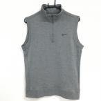 [ прекрасный товар ] Nike Golf с высоким воротником лучший серый × чёрный Logo .... половина Zip шерсть . мужской M Golf одежда NIKE