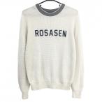 rosa-sen свитер слоновая кость × темно-синий передний Logo вязаный мужской 48(M) Golf одежда Rosasen
