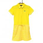 [ очень красивый товар ] Callaway короткий рукав Polo One-piece желтый × белый часть цветочный принт юбка подкладка есть Logo .... женский L Golf одежда Callaway