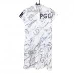 PGG Pearly Gates короткий рукав с высоким воротником One-piece белый × многоцветный общий рисунок половина Zip бумага с биркой женский 1(M) Golf одежда PEARLY GATES