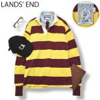 USA производства Ran z end LANDS' END Rugger рубашка футболка L окантовка рисунок wine red красный x желтый желтый цвет мужской футбол спорт Mix 