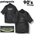 90s Vintage USA производства Patagonia patagonia короткий рукав Raver с высоким воротником Rush Guard обратная сторона ворсистый M черный морской спорт плавание одежда мужской 