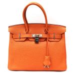 【美品】HERMES／エルメス　バーキン30　トゴ　オレンジ　□L刻印　ハンドバッグ　700080142
