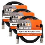 Gearlux 10 футов × 10 футов XLR микрофонный кабель упаковка - мужской to женский 3 упаковка NINXLR10