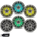 Infinity Marine Bundle - Three Pairs of Infinity 822MLT Marine 8 Inch RGB LED Coaxial Speakers - Titanium