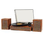 Vinyl Record Player with External Speakers, 3 Speed Bluetooth Turntable for Vinyl Records, Vintage Belt Drive Record Player with Stereo Speakers and A