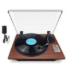 HONGUT Vinyl Record Player, 3 Speed Turntable with Bluetooth Built-in Speakers Record Player Vinyl USB Direct MP3 Recording Phonograph Player, Adjustm