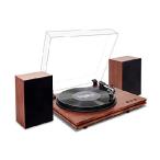 HONGUT Bluetooth Turntable with Stereo Bookshelf Speakers, Record Player for Vinyl Belt Drive 2 Speed, Adjustable Counterweight Vintage LP Player Supp