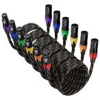 XLR Cables 6ft 6 Pack, BEZOKABLE XLR Microphone Cable Male to Female Nylon Braided 3 Pin XLR to XLR Cable Compatible with Microphones, Mixer, Speaker