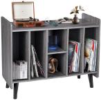 Large Record Player Stand with Vinyl Storage, BOEASTER Record Player Table Up to 200 Albums, Turntable Stand with Power Outlet, Vinyl Record Storage C