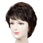 ウィッグ ショート フルウィッグ 女性 ミセス レディース  医療用ウィッグにも カール 全かつら 黒に近い茶 67695-02c1