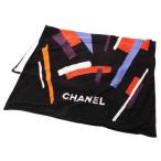 [ Chanel ]Chanel here Mark multicolor art beach towel black [ used ][ regular goods guarantee ]123762