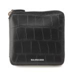 ショッピングバレンシアガ 【バレンシアガ】Balenciaga　クロコ型押し スクエア ラウンドジップウォレット 財布 580838 ブラック 【中古】185177