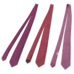  Hermes шелк H общий рисунок галстук 605983/655742/- многоцветный красный розовый лиловый [ б/у ]