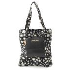  MiuMiu нейлон кожа цветок рисунок Logo складной эко-сумка черный [ б/у ]