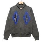 BOYS FOUNDATION ADDICT ネイティブ風 ジップ カウチン ニット ウール グレー サイズ L 正規品 / 40934