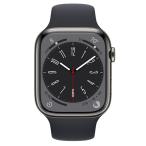 (Apple整備済製品)〈メーカー保証1年〉 Apple Watch Series8 Cellular 45mm グラファイト ステンレスケース ミッドナイトスポーツバンド FNKU3ZP/A AW8 本体