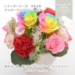 プリザーブドフラワー ギフト アレンジ レインボーDear レインボー ローズ カーネーション 送料無料 誕生日  お祝い 結婚祝 引越祝い プリザ 母の日