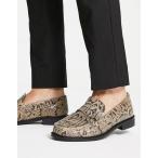 エイチ バイ ハドソン メンズ スリッポン・ローファー シューズ H by Hudson Exclusive Alex loafers in beige snake leather