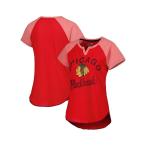スターター レディース Tシャツ トップス Women's Red Chicago Blackhawks Grand Slam Raglan Notch Neck T-shirt