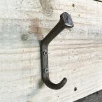 壁掛けフック 鋳鉄製 犬釘風 ダブルフック 衣類フック 洋服掛け 生活雑貨 インテリア S字フック