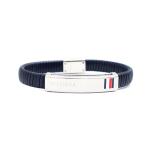 トミーヒルフィガー TOMMY HILFIGER レザー 編込み ブレスレット 2790347 メンズ ダークネイビー シルバー