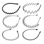 Frcolor カチューシャ ヘアバンド メンズ レディース 男女兼用 波型 髪留め ヘアアクセサリー シンプル 黒 6本セット