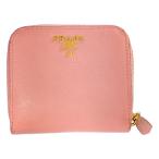 PRADA プラダ サフィアーノ・2つ折り財布/ピンク/ミニ財布/ゴールド金具/ロゴプレート/レザー/b260120/603047