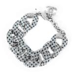シャネル ココマーク・ラインストーン チェーンブレスレット-54.4g/シルバー×クリア×ブルー/CHANEL 翌日配送可/214965