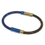 ルイヴィトン モノグラム・ブラスレスプリット・合金ブレスレット-12.8g/MB039E/ブラウン×ブルー/LOUIS VUITTON/RF4/h190729/298295