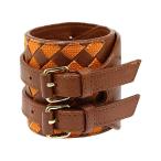 ボッテガヴェネタ ワイドレザーカフバングルブレスレット-46.5g/ブラウン/オレンジ/BOTTEGA VENETA 翌日配送可/レディース/RF3/h200715/351990