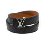 ルイヴィトン ブラスレLV ダブルラップ レザーブレスレット チョーカー M6018E/ブラック シルバー/LOUIS VUITTON 翌日配送可/h211116/414796