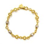 ニナリッチ フラワーモチーフ ラインストーン コスチュームパール ブレスレット/合金/メッキ-12.6g/ゴールド/NINA RICCI /h220111/421564
