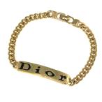 クリスチャンディオール ロゴプレートブレスレット/合金/メッキ-14.4g/ゴールド/Christian Dior 翌日配送可/h220520/442587
