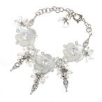 クリスチャンディオール フラワー ビジューブレスレット/合金/メッキ-43.4g/シルバー/ホワイト/Christian Dior /RF4/h220607/445585