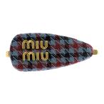 ショッピングミュウミュウ miu miu ミュウミュウ ロゴ 千鳥柄 チェックファブリック ヘアバレッタ ヘアピン ヘアアクセ/5IF188_2IEK_F04UM/アトラスブルー/b251014/593847