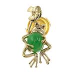 Yahoo! Yahoo!ショッピング(ヤフー ショッピング)蛙モチーフ・翡翠（ジェイド）ピンタックブローチ/K18/750×K14/585コンビ-3.0g/イエローゴールド/グリーン 翌日配送可/RF5/h210402/385891
