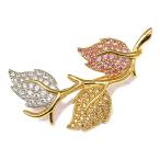 スワロフスキー ラインストーンセッティング リーフモチーフ・ブローチ・ピンタック/合金/メッキ-12.1g/SWAROVSKI 翌日配送可/RF5/h200403/337511