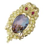 オパール・クリソベリル・ダイヤモンドブローチ兼ペンダントトップ/K18YG/23.8g/OP21.39ct/7.67ct 0.48ct 0.40ct/RF2/h190323/280554