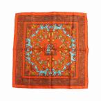  Hermes маленький Calle *EARLY AMERICA* карман шарф шея одежда / orange × голубой серия /HERMES на следующий день рассылка возможно /215997