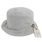 美品・トムブラウン LINED BUCKET HAT IN SEERSUCKER・ストライプ・ハット帽子/MHC299A-00572 035/グレー×ホワイト/THOM BROWNE/209857