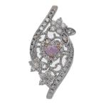 0.162ct/FD:0.55ct/ бриллиант подвеска с цепью /K18/750×Pt900 комбинированный -P основной -3.1g/FANCY LIGHT PURPLE PINK на следующий день рассылка возможно /h251030/594789