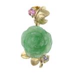 Yahoo! Yahoo!ショッピング(ヤフー ショッピング)ローズモチーフ/薔薇　翡翠（ジェイド） ピンクサファイアペンダントトップ/K14YG/585-3.0g 翌日配送可/RF2/h210430/390190
