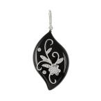 リーフモチーフ・ブラックカルセドニー・ダイヤモンド・ネックレス・ペンダントトップ・ヘッド /K18WG/7.7g/0.25ct/レディース/RF4/h201009/362355
